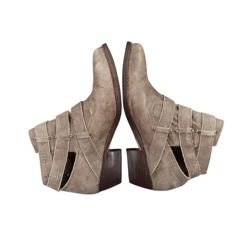 Matisse Shoes Womens 6.5 Booties Fashion Bobbie Leather Buckle Strap Biker Taupe